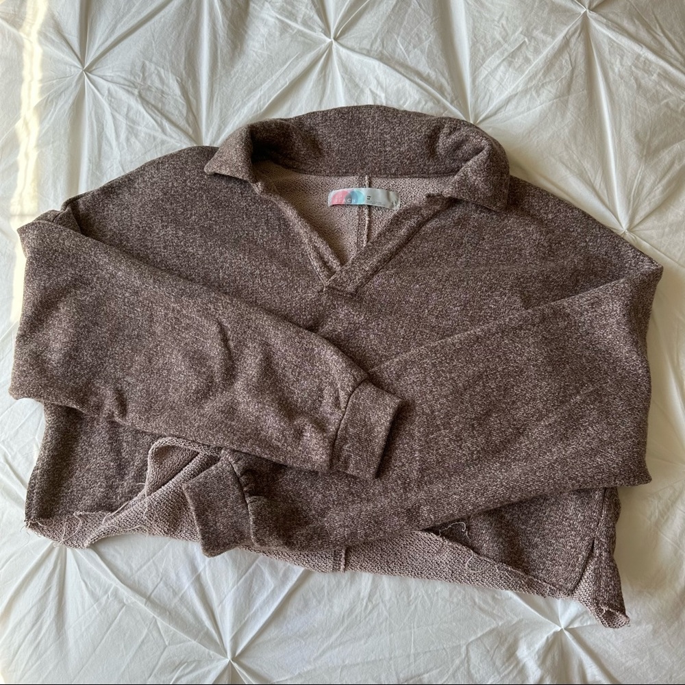 Free People Beach Ashton Crop Pullover in Dark Roast